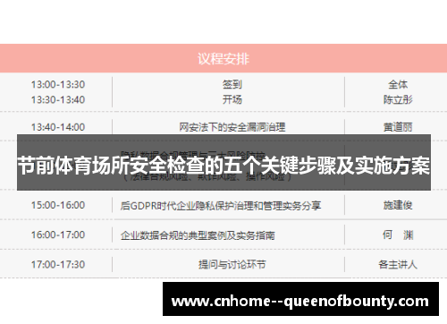 节前体育场所安全检查的五个关键步骤及实施方案 节前体育场所安全检查的五个关键步骤及实施方案